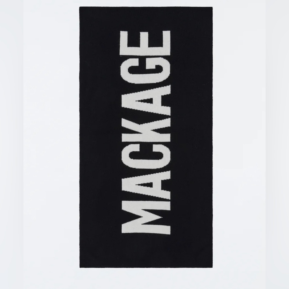 JUNO 2-in-1 merino blend logo scarf- black and cream